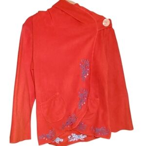 Greater Good Embroidered Rust Hooded Boho Cape Size S/M